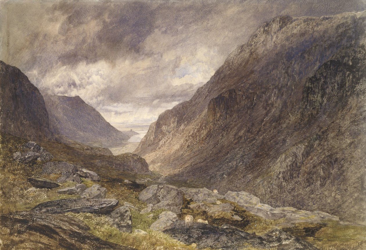 Llanberis的通行证，c.1853（纸上水彩） 作者 阿尔弗雷德·威廉·亨特