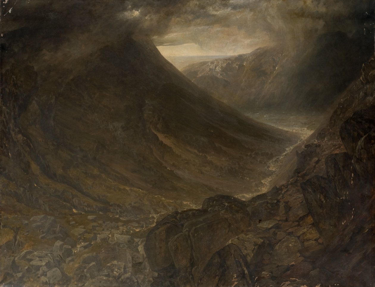 Wasdale Head来自坎布里亚郡Styhead Pass，1854年 作者 阿尔弗雷德·威廉·亨特