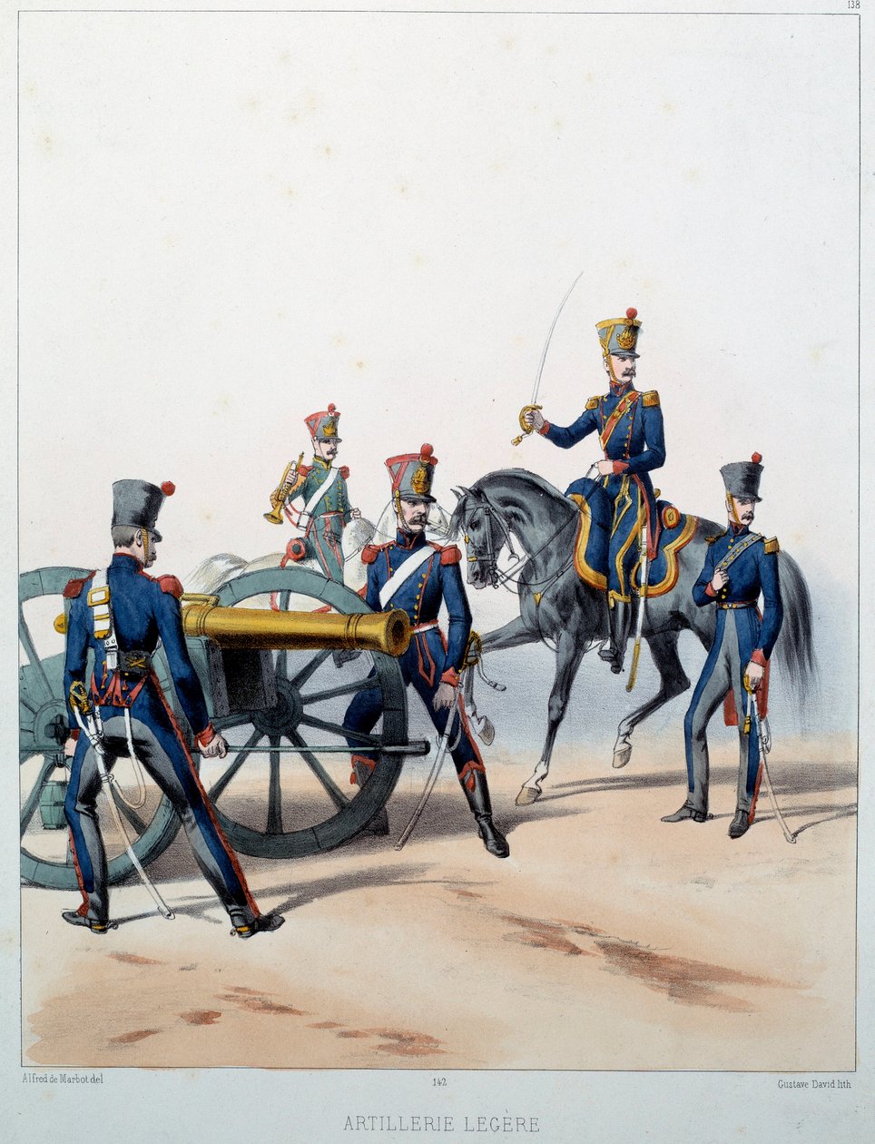 拿破仑军队：轻型火炮。 Alfred De Marbot（19 世纪）雕刻，1812 年。马尔迈松，杜城堡博物馆。 作者 阿尔弗雷德·德（后）马伯特