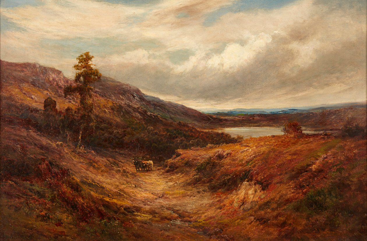 山路上的高地牛（布面油画） 作者 阿尔弗雷德·布良斯基