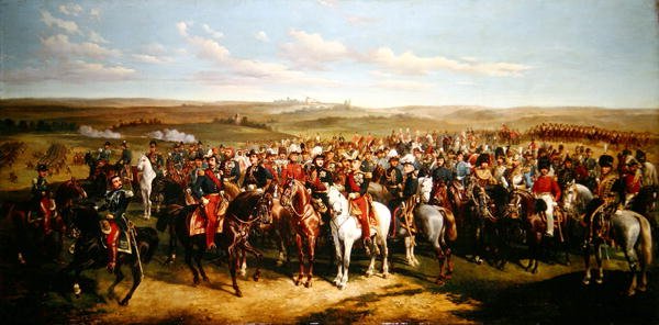阿尔伯特亲王（1819-61）在布洛涅附近的高地上对拿破仑三世（1808-73）的访问，1854年9月8日（布面油画）。 作者 阿尔弗雷德·德普拉德