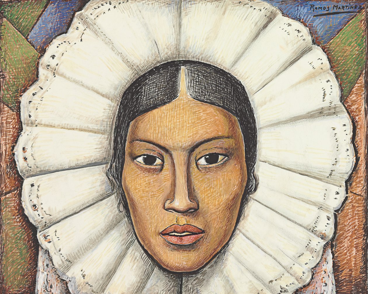Tehuana, c.1930 （水粉和蜡笔在纸上） 作者 阿尔弗雷多·拉莫斯·马丁内斯