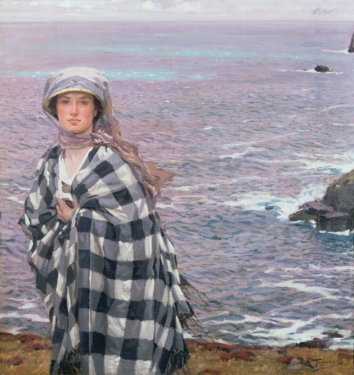 The Checked Shawl，1915 作者 阿尔杰农·梅奥·塔尔米奇