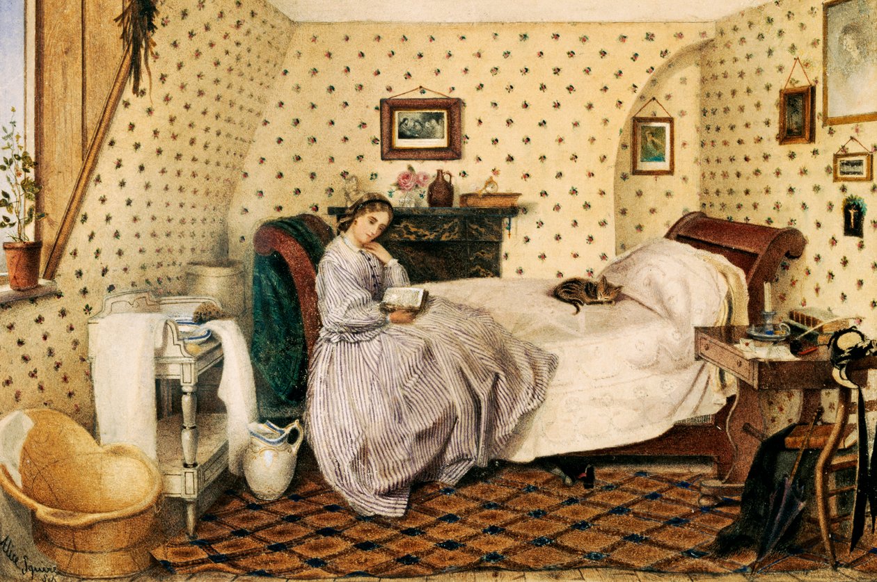 The Governess，1861（wc用笔和墨水在铅笔在纸上） 作者 爱丽丝·斯奎尔