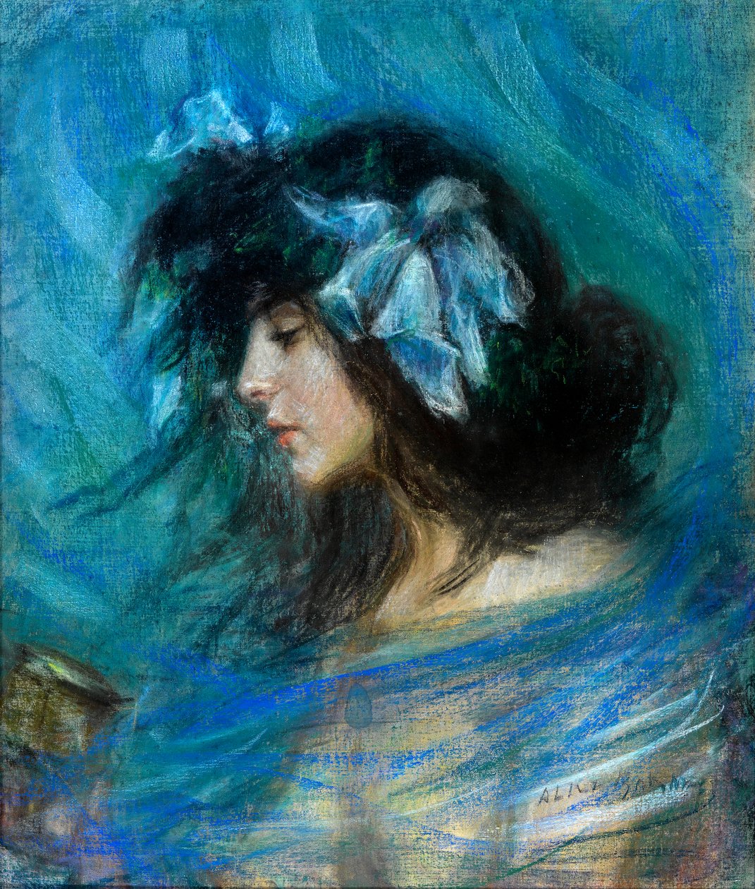 梦境，约1906年（纸上粉笔画） 作者 爱丽丝·派克·巴尼