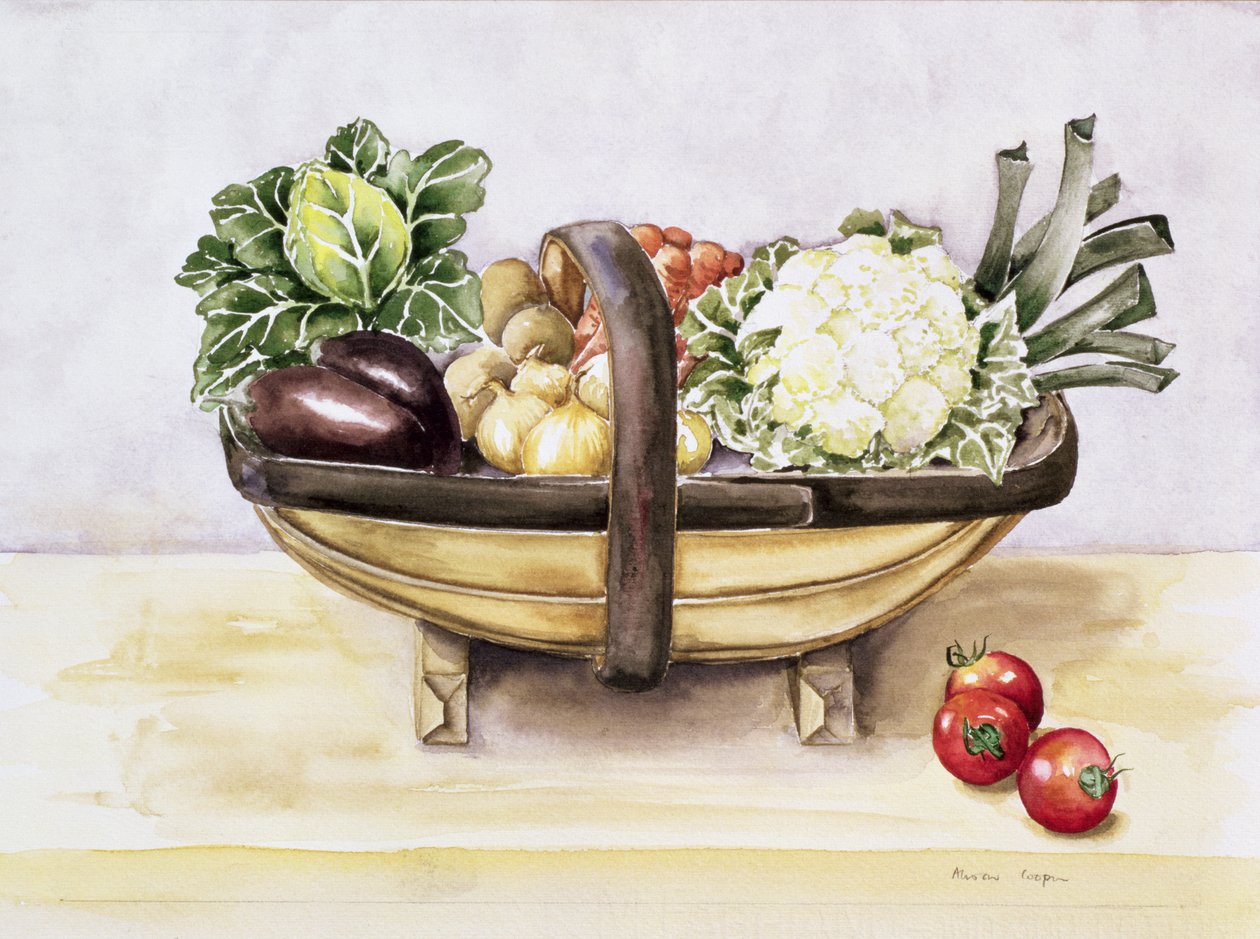 静物与蔬菜trug，1996年 作者 艾莉森·库珀