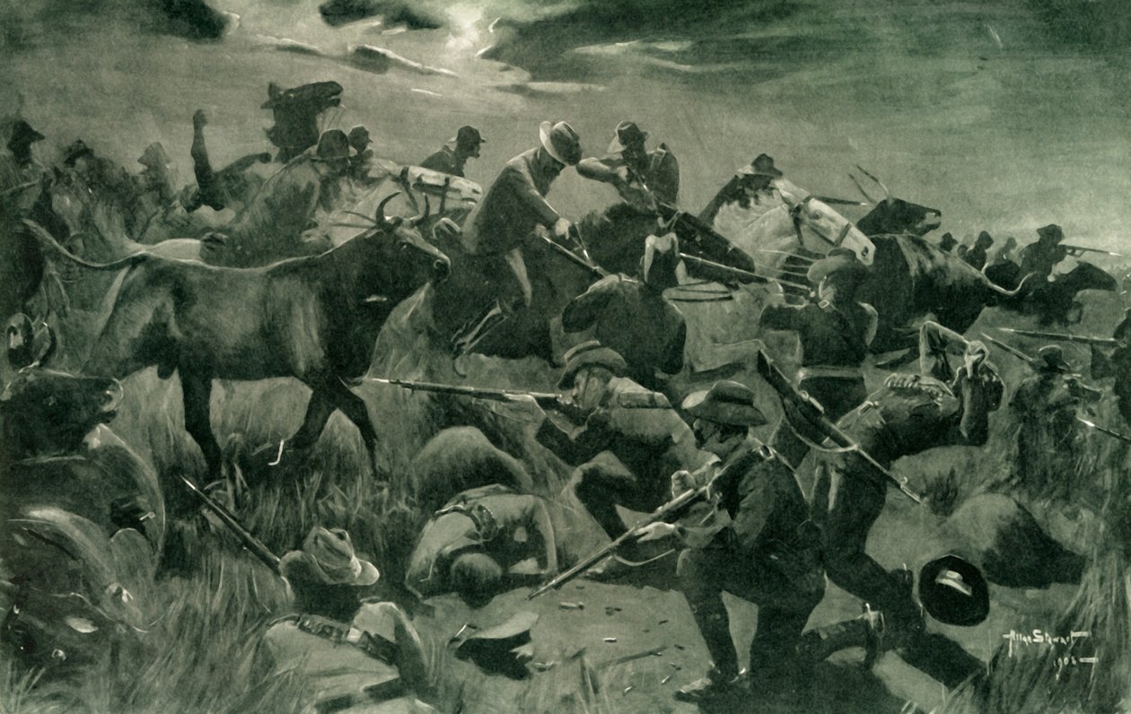 1902年2月25日，新西兰人在霍尔斯普雷特的精彩防守》，1902年。 作者 艾伦·斯图尔特