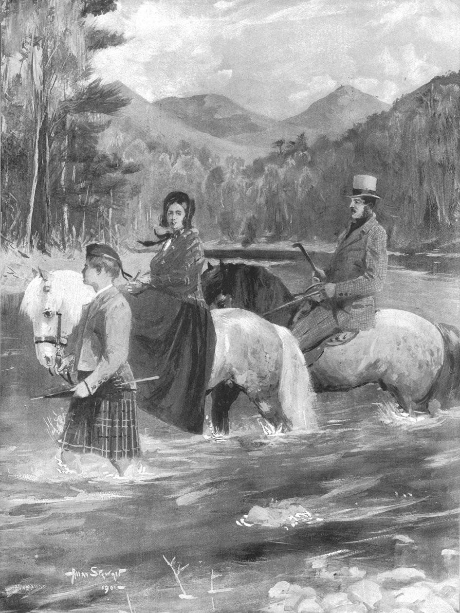 ......《女王陛下和驸马爷渡过加里河，1844年9月25日》，1901年。   作者 艾伦·斯图尔特