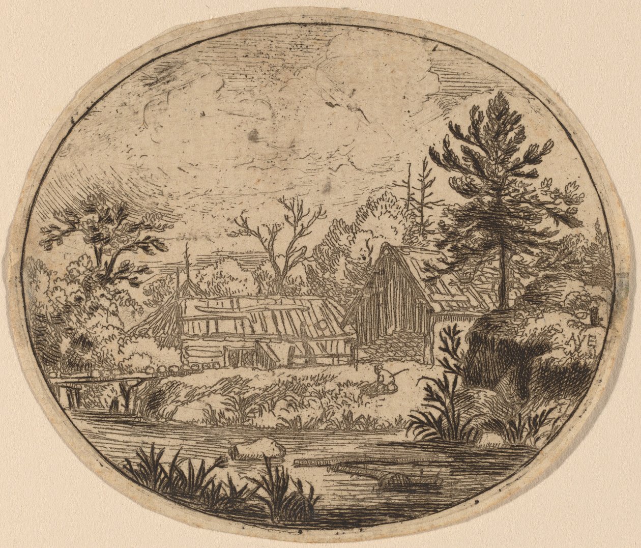 哈姆雷特在河岸边，大概在1645-1656年。 作者 阿拉特·范·埃弗丁根