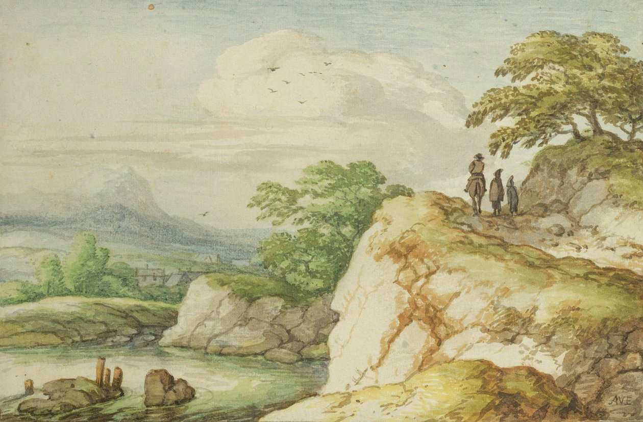 高地的徒步旅行者，c.1655 作者 阿拉特·范·埃弗丁根