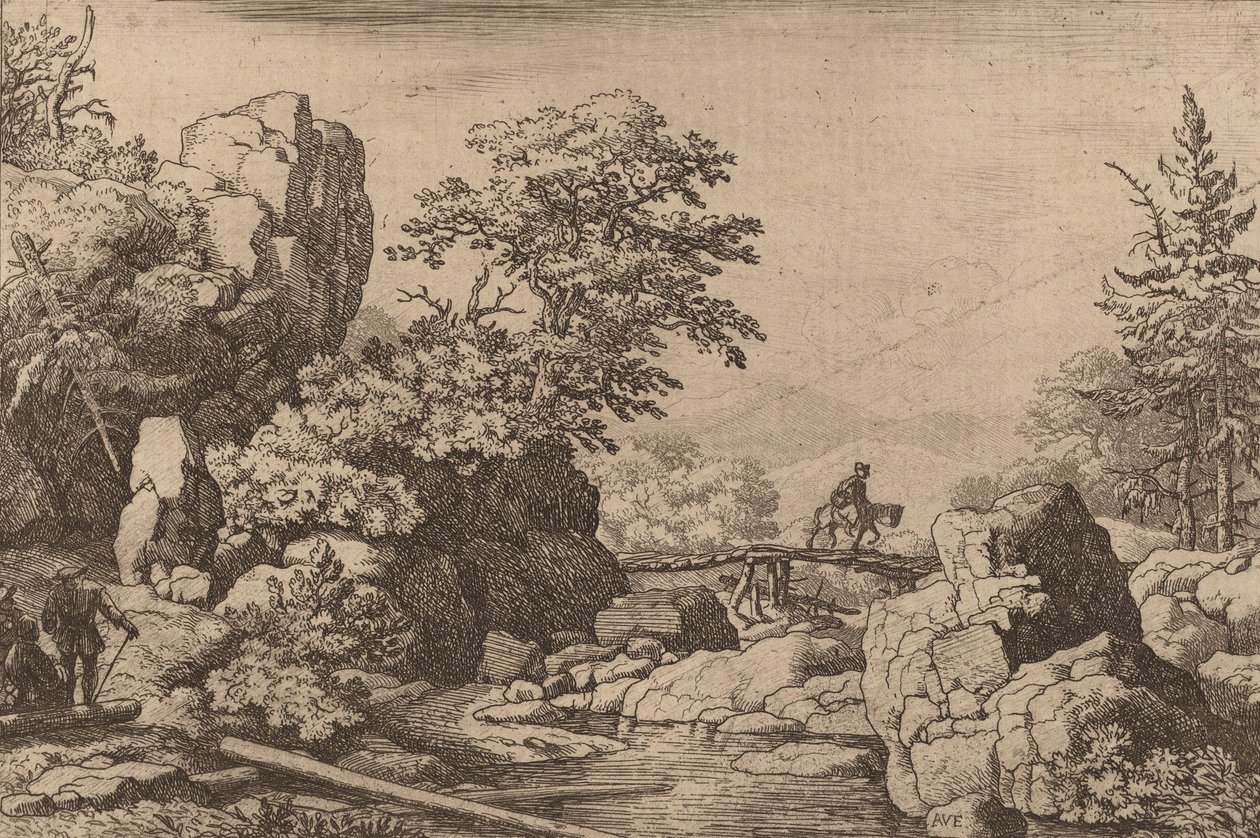 桥上的骑士，大概在1645-1656年。 作者 阿拉特·范·埃弗丁根