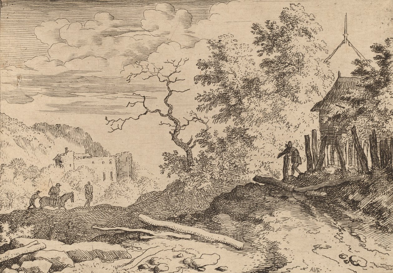 带有树篱遗迹的小屋，可能约1645-1656。 作者 阿拉特·范·埃弗丁根