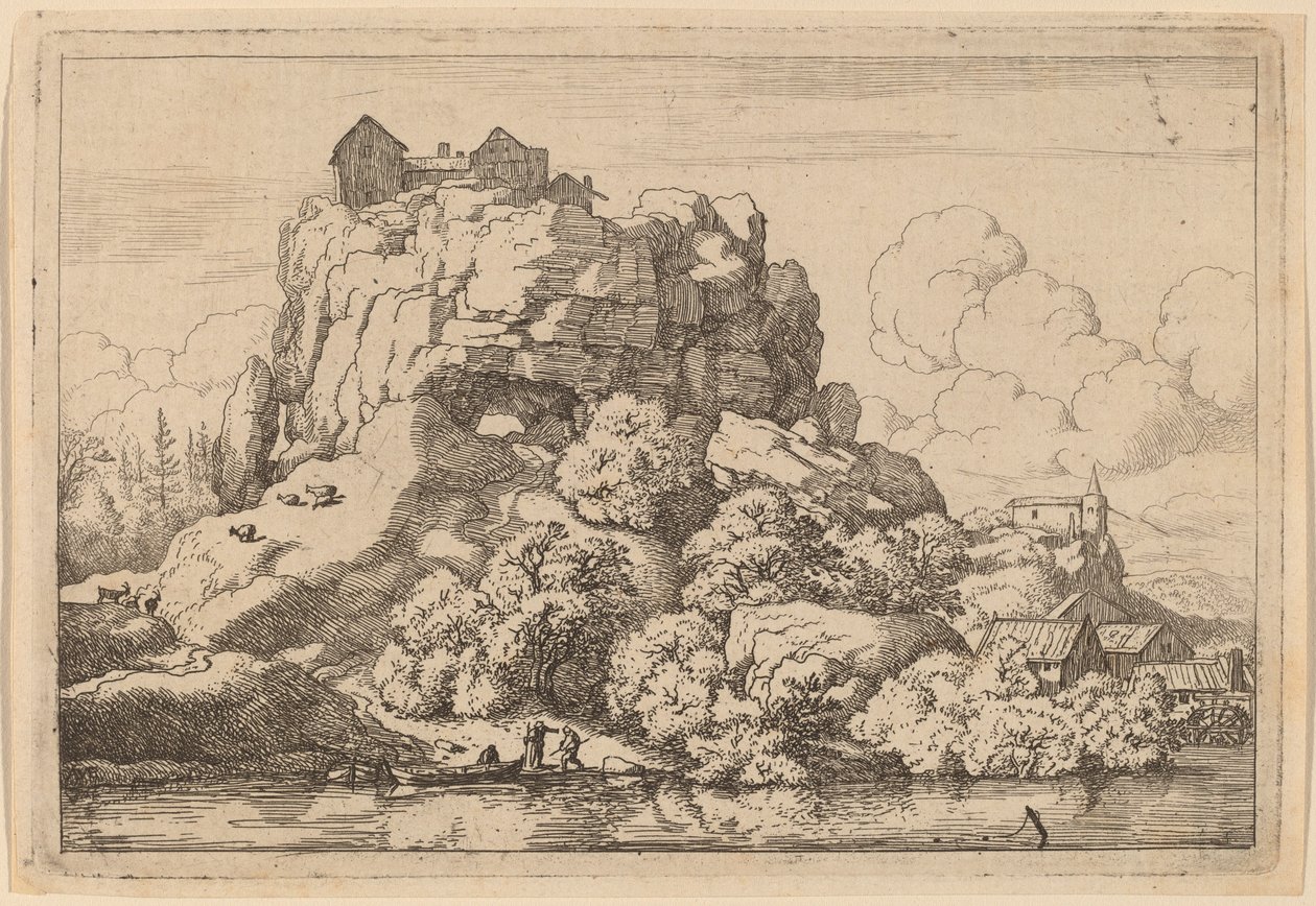高岩脚下的河流，大概在1645-1656年。 作者 阿拉特·范·埃弗丁根