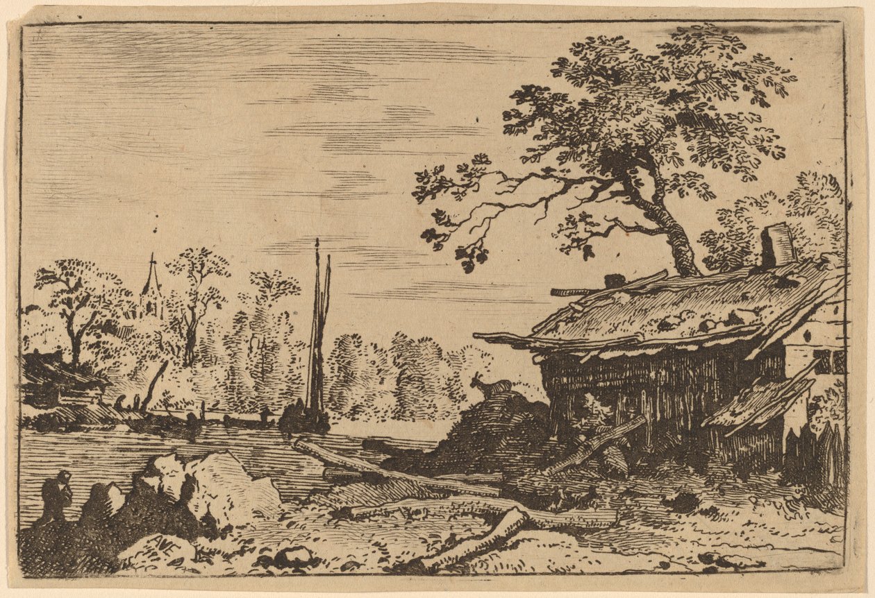 毁坏的小屋，可能约1645-1656。 作者 阿拉特·范·埃弗丁根