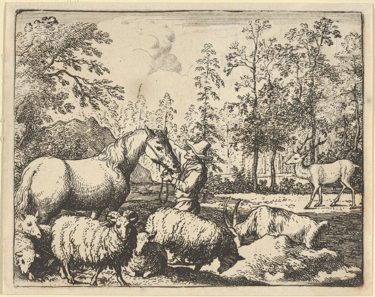 想向雄鹿复仇的马的故事，1650-75。 作者 阿拉特·范·埃弗丁根