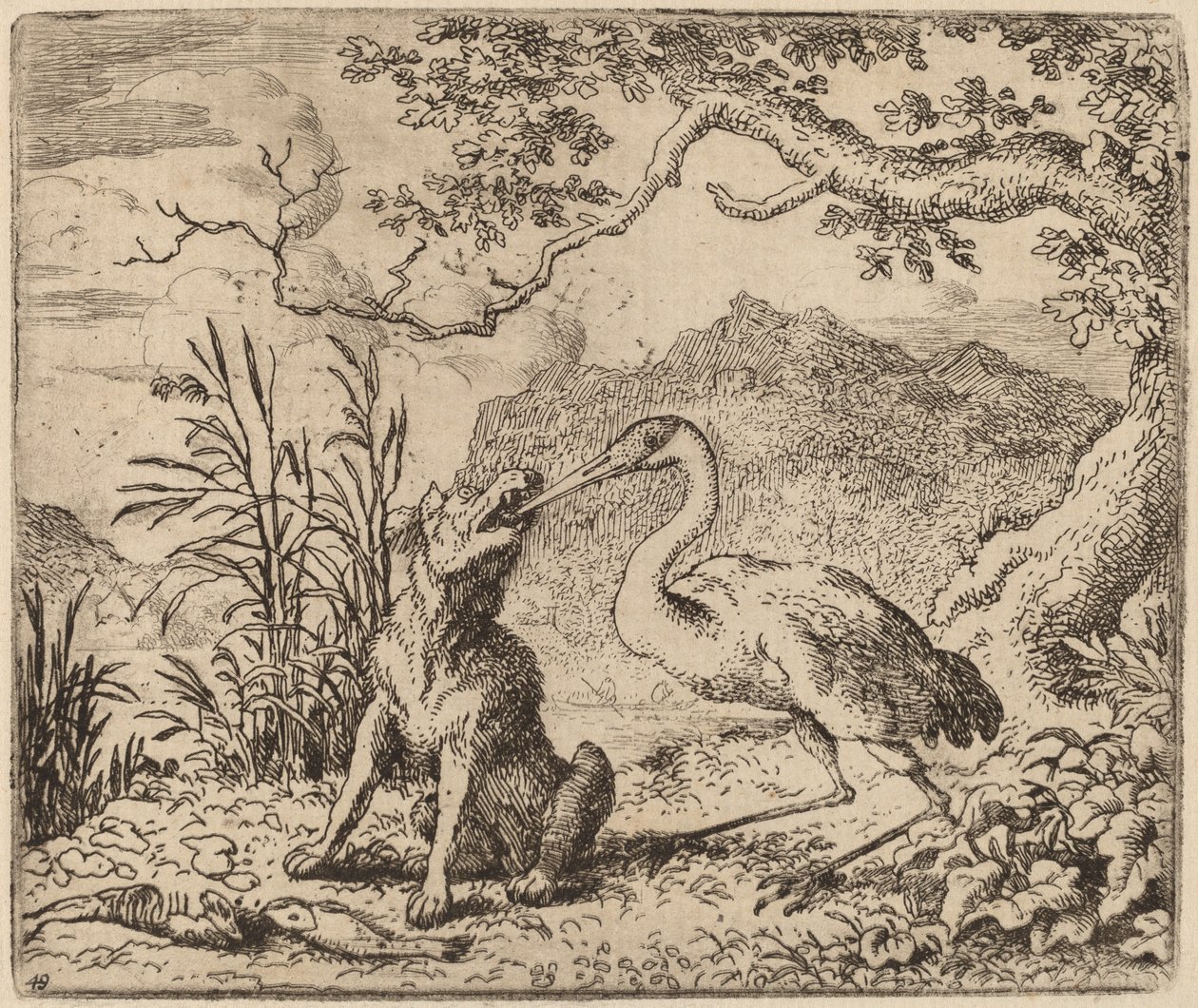 狼与鹤》，可能约1645-1656年。 作者 阿拉特·范·埃弗丁根