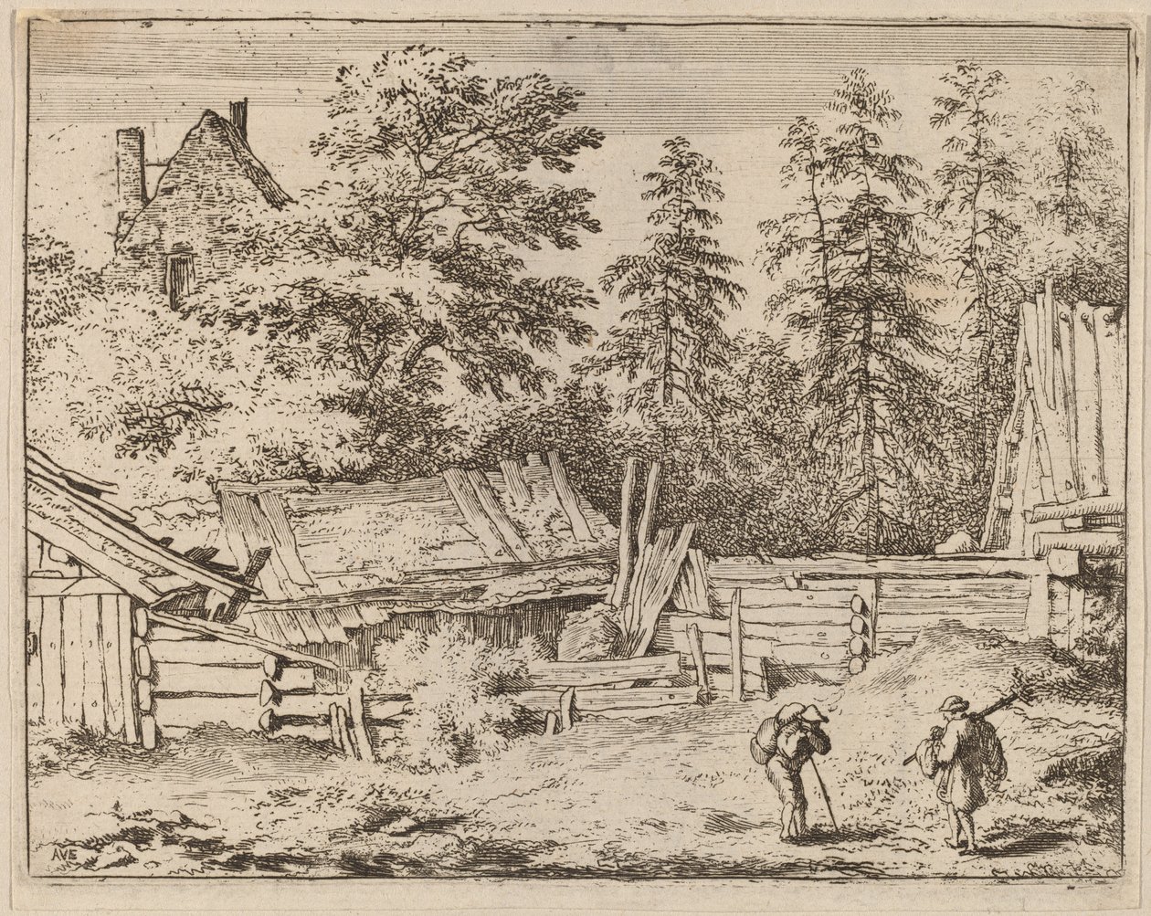 三间小屋，可能约1645-1656年。 作者 阿拉特·范·埃弗丁根