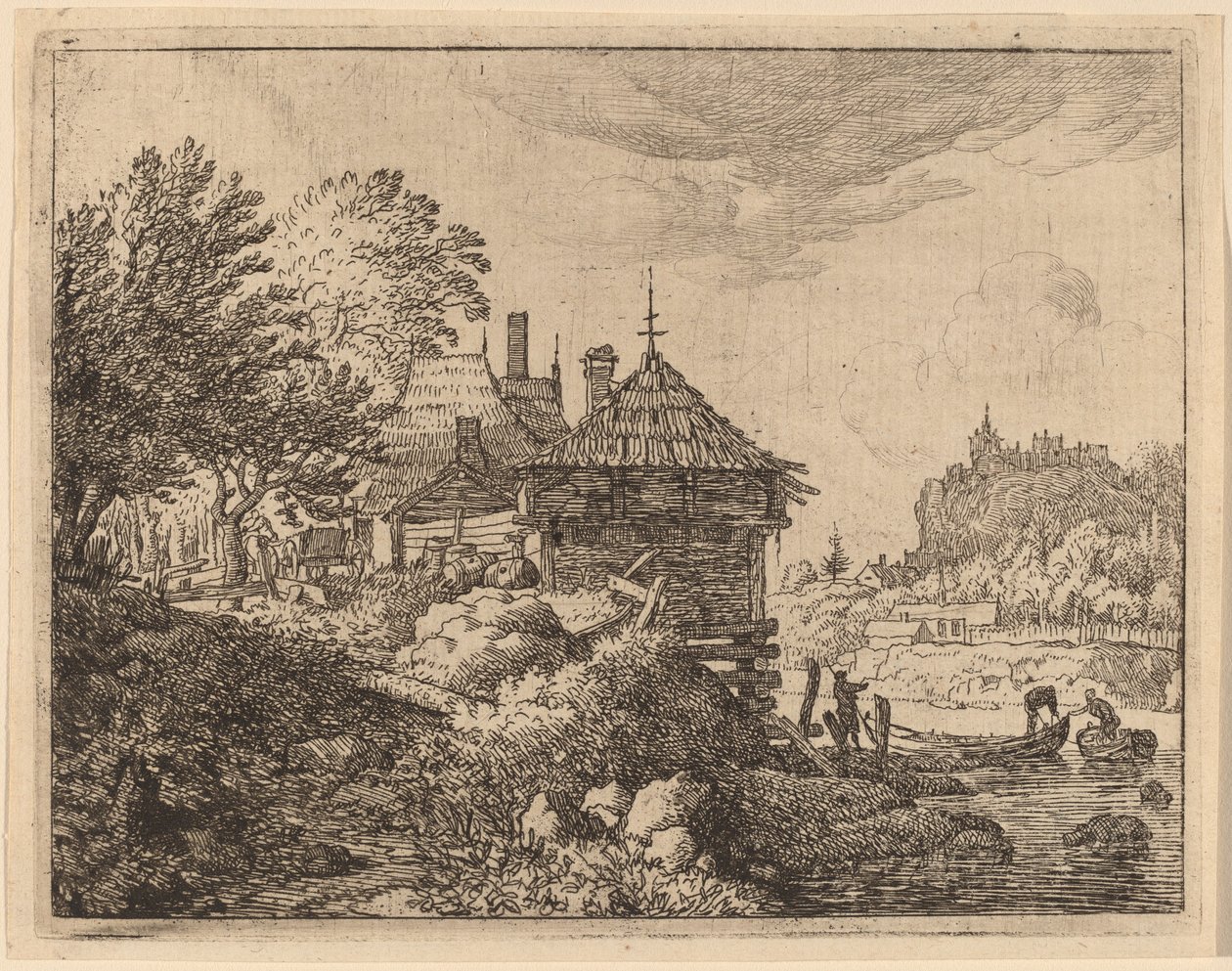 两只船接近小屋，可能约1645-1656。 作者 阿拉特·范·埃弗丁根
