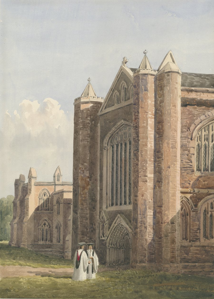 利奇菲尔德大教堂（Lichfield Cathedral）-西北景观：水彩画，未完成[1842年8月27日] 作者 艾伦·爱德华·埃弗里特