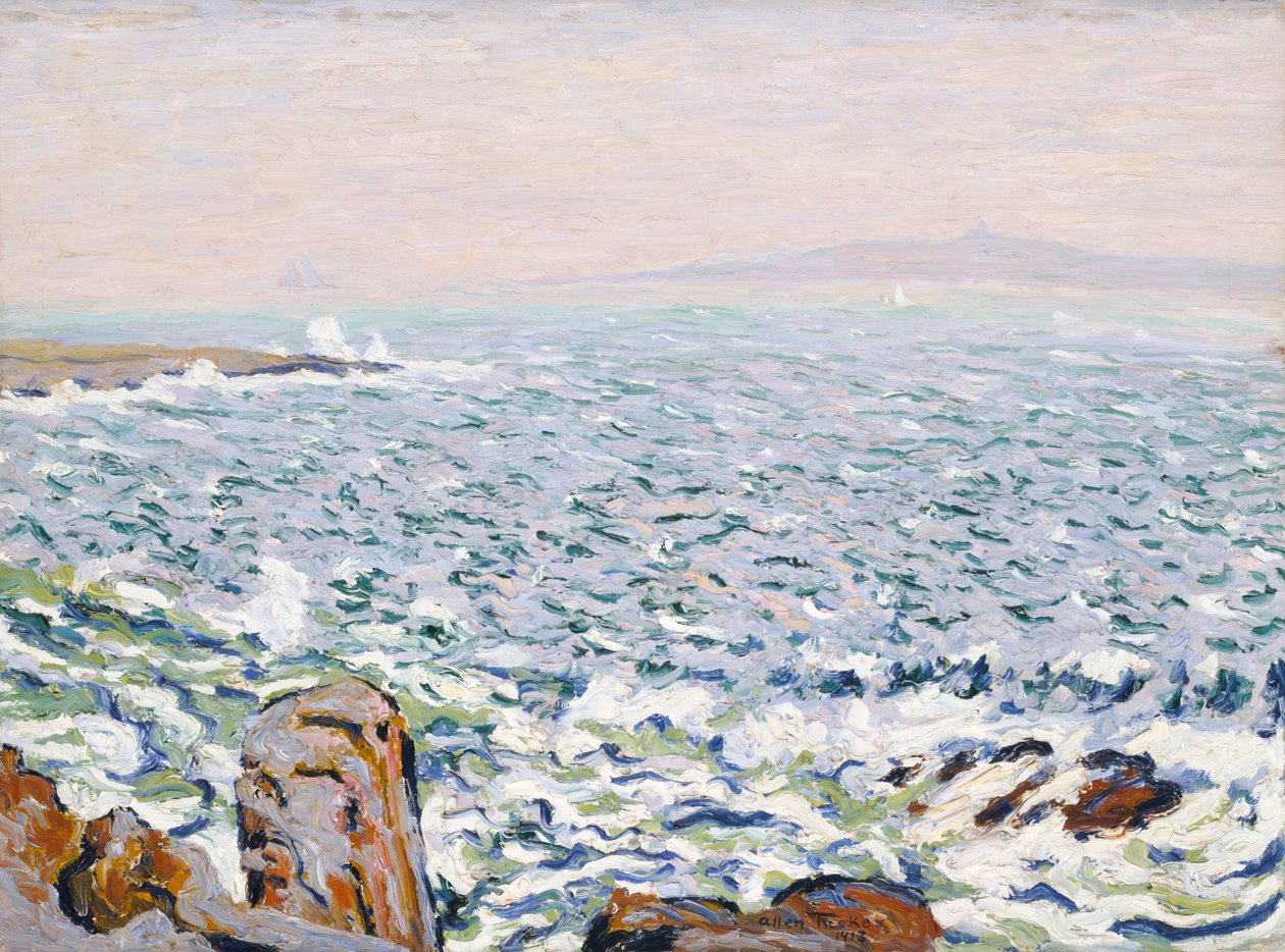 冲浪破裂，红莓岛，1913年。 作者 艾伦·塔克