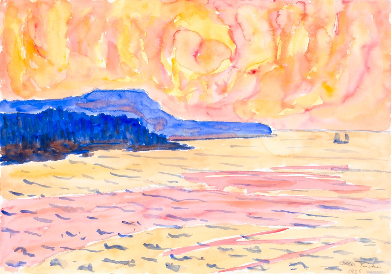 水彩画 No.6，蓝色海岸 作者 艾伦·塔克