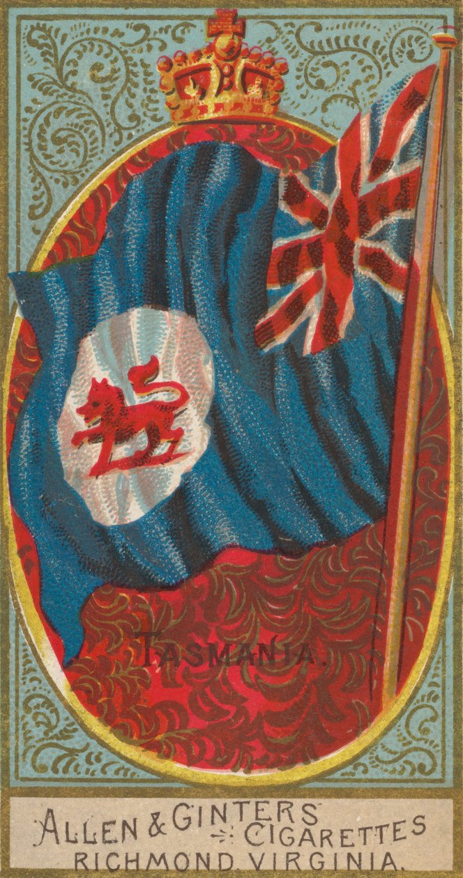 塔斯马尼亚，来自《万国旗帜》，系列2 N10，为Allen & Ginter Cigarettes Brands，...，1890。 作者 艾伦和金特