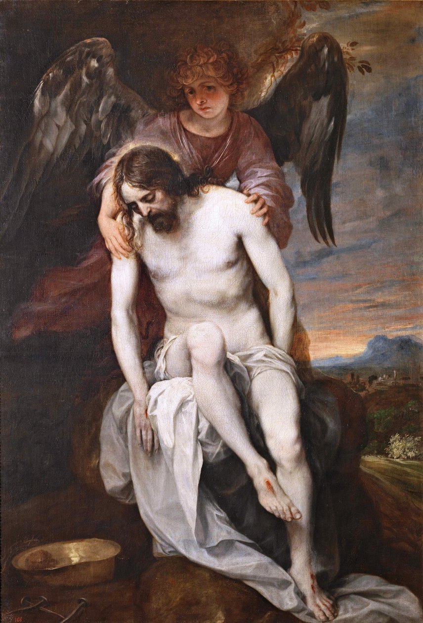 西班牙语：  Cristo muerto sostenido por un ángel 由天使扶持的死去的基督 作者 阿隆索卡诺