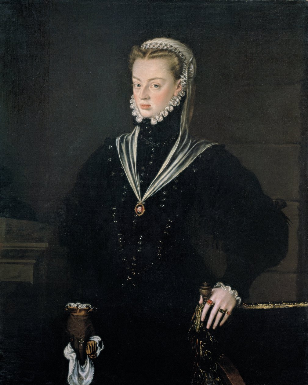 西班牙文：Retrato de doña Juana de Austria, princesa de Portugal 葡萄牙公主多娜-胡安娜-德奥地利肖像 作者 阿隆索·桑切斯·科洛