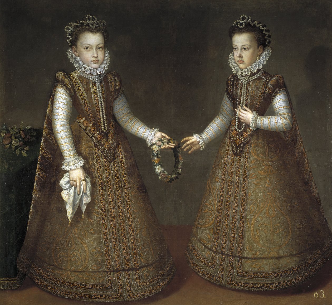 1566-1633年的Infantas Isabel Clara Eugenia和西班牙的Catherine Michelle（1567-1597年）。 1575 作者 阿隆索·桑切斯·科洛
