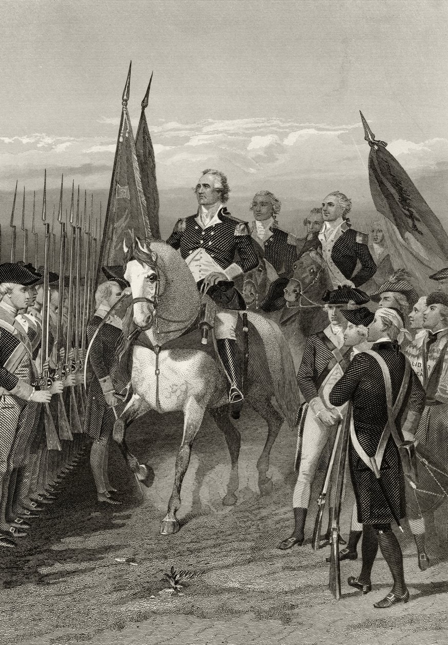 1775年，乔治·华盛顿从“华盛顿的生活和时代”第一卷中获得了军队的指挥权 作者 阿隆佐·查佩尔