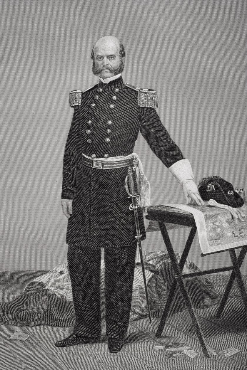 Ambrose Everett Burnside少将的肖像（1824-81） 作者 阿隆佐·查佩尔