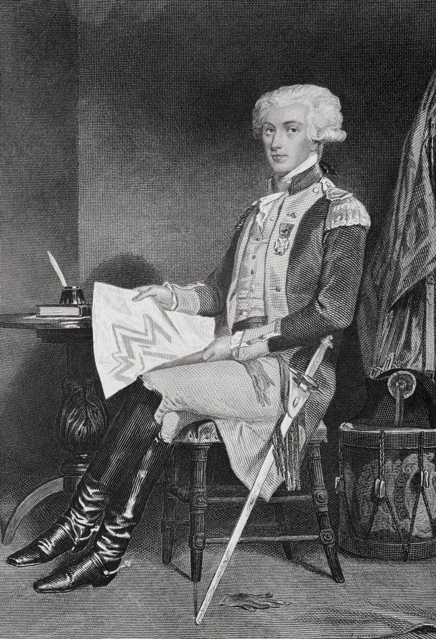 Marie-Joseph-Paul-Yves-Roch-Gilbert Du Motier，Marquis de La Fayette（Lafayette Gold）的肖像（1757-1834） 作者 阿隆佐·查佩尔