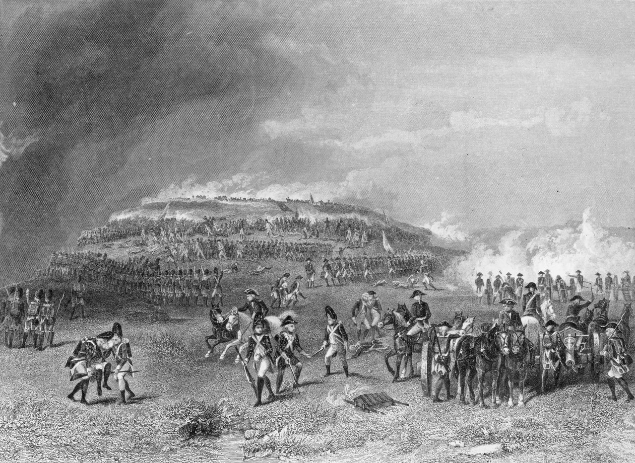 1775年6月17日，Bunker&39;s Hill战役由John Godfrey雕刻 作者 阿隆佐·查佩尔