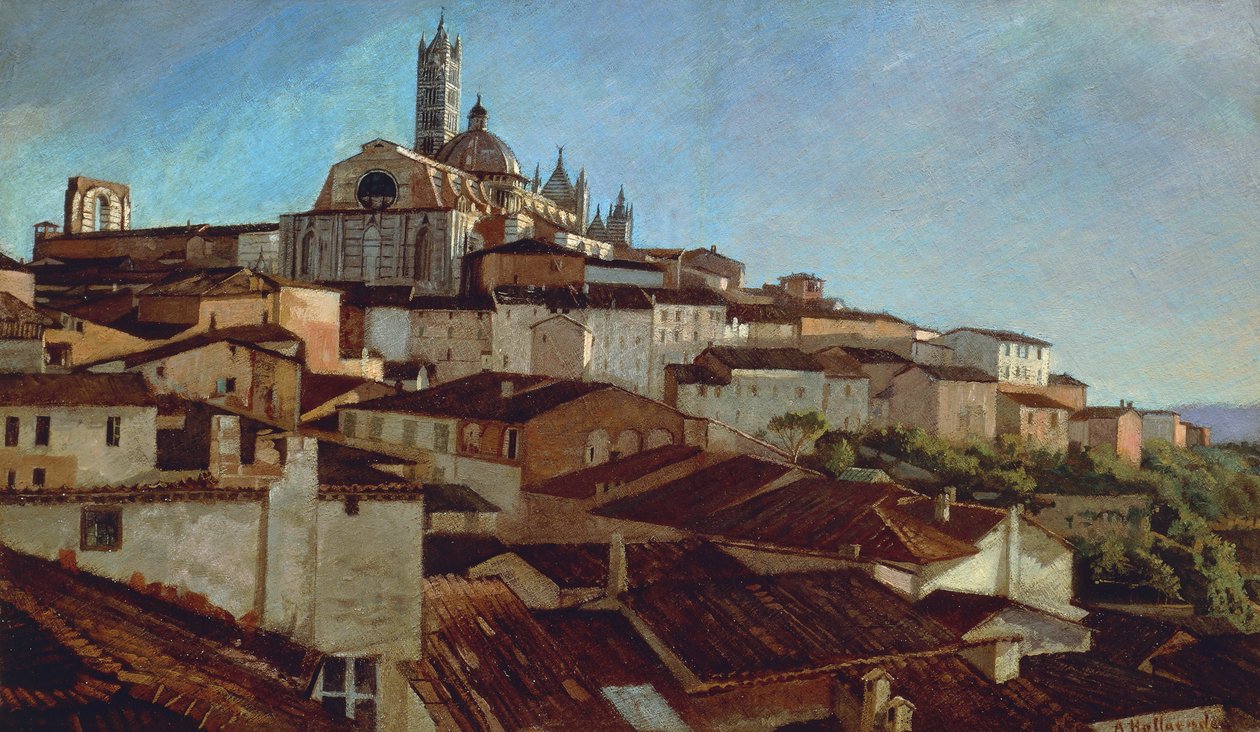 锡耶纳，阿方索·霍兰德（Alfonso Hollaender，1845-1923 年），纸板布面油画，31x51 5 厘米 作者 阿方斯·霍兰德（Alphons Hollaender）