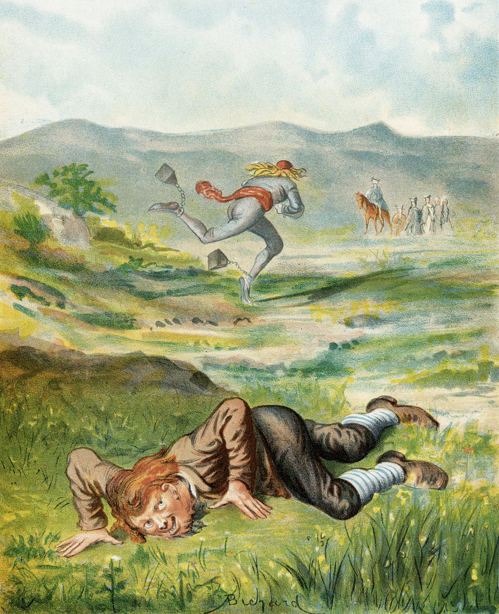 鲁道夫·埃里希·拉斯佩（Rudolf Erich Raspe，1736-94）出版的“男爵慕容森历险记”中的插图出版于c.1886 作者 阿方斯·阿道夫·比哈德