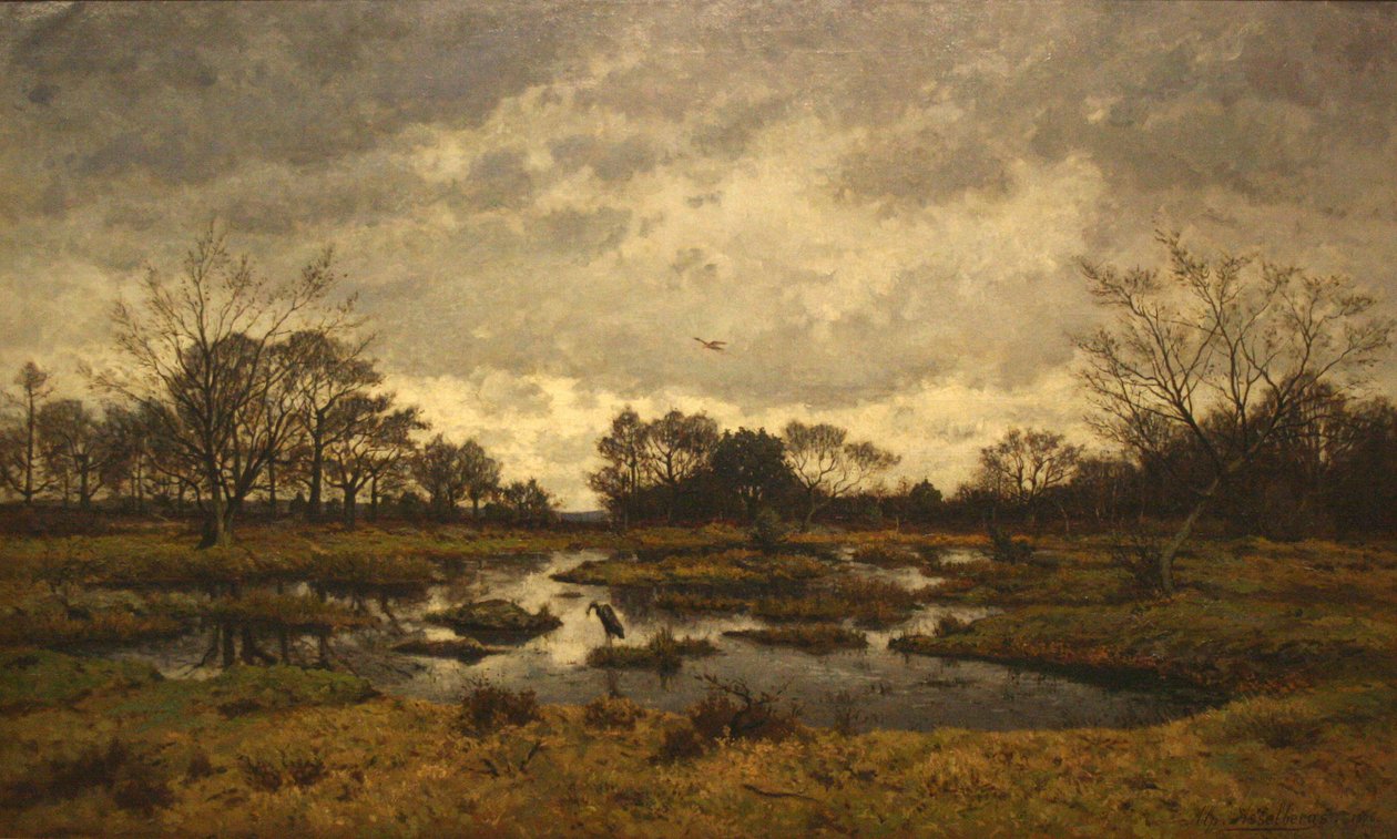 Un jour de mars a la mare aux fee。枫丹白露1876年 - 三月的一天在神仙的地方 作者 阿方斯（Alphonse Asselbergs）