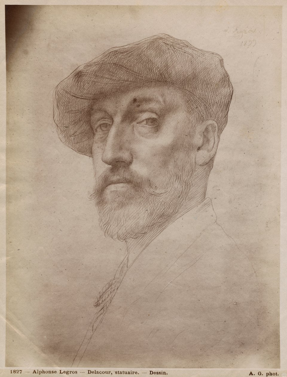 Clovis Delacoux，雕塑家，1899年（纸板上的银点） 作者 阿方斯·莱格罗斯（Alphonse Legros）