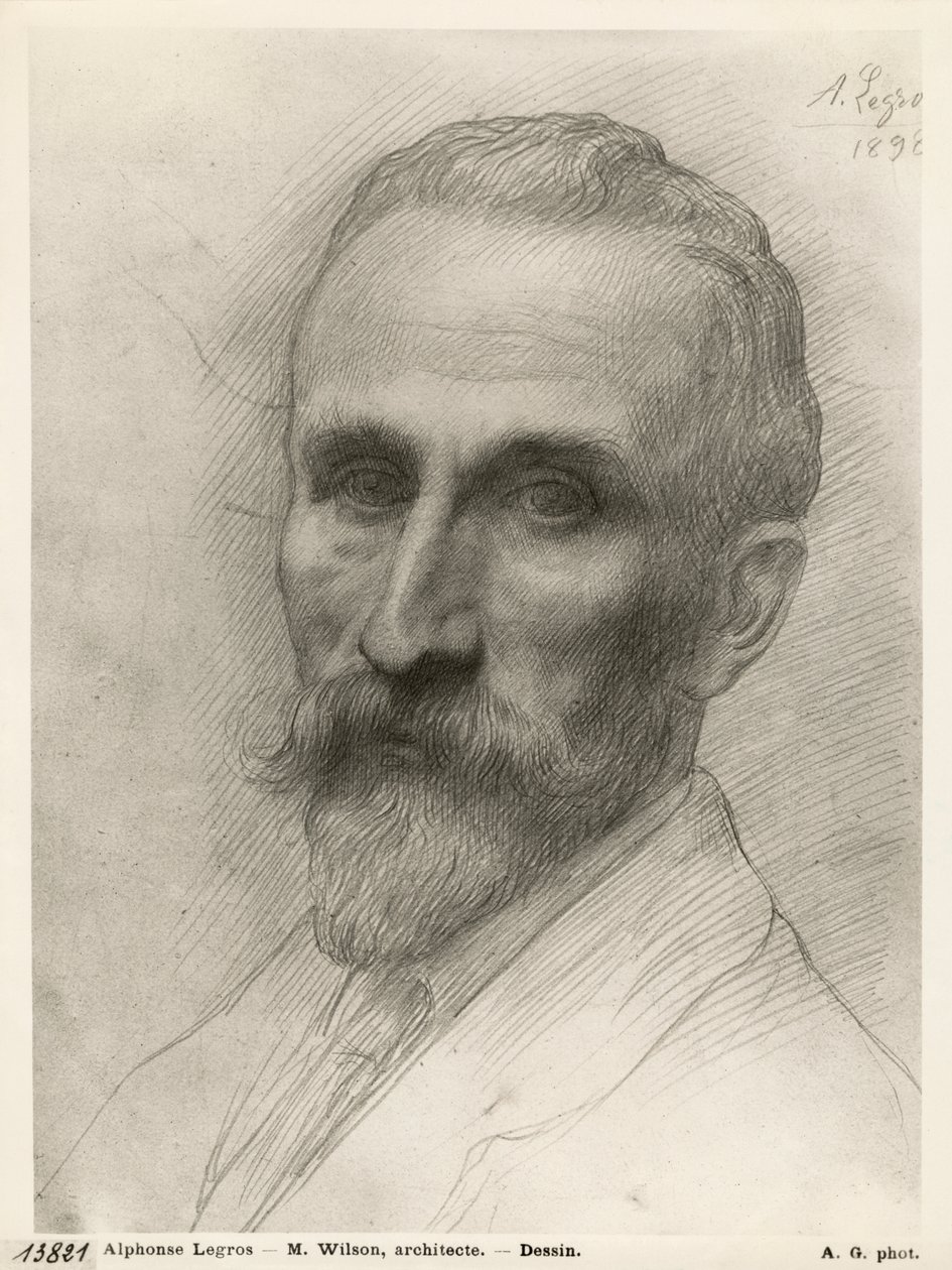 威尔逊先生，建筑师，1898年（纸板上的银点） 作者 阿方斯·莱格罗斯（Alphonse Legros）