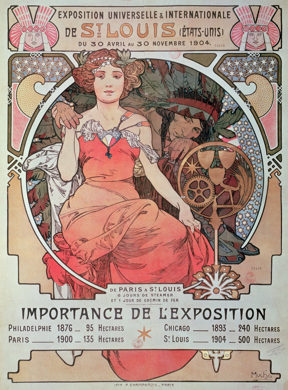 美国圣路易斯世界博览会海报，1904年（石版画） 作者 阿方斯·慕夏