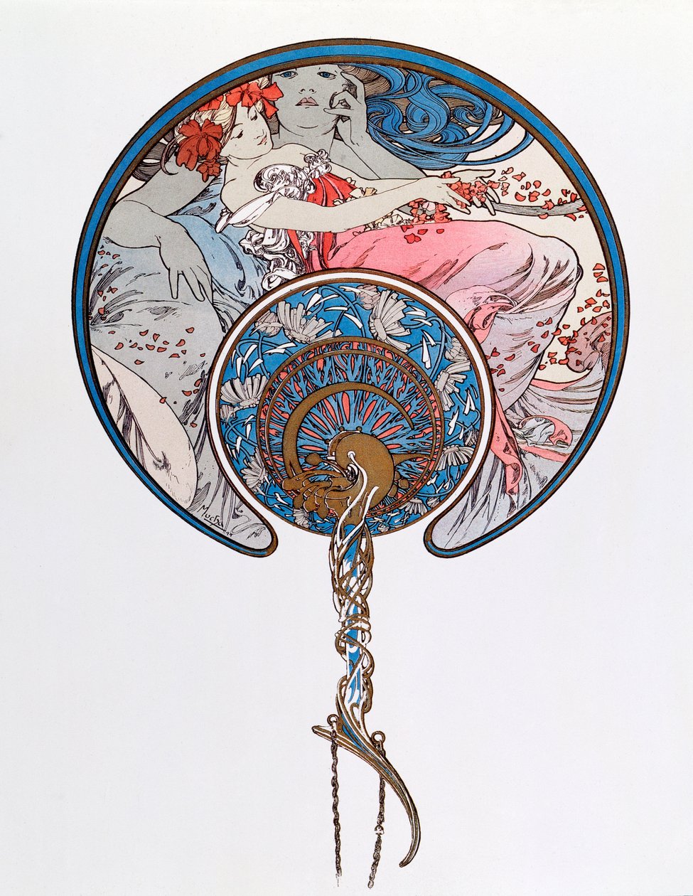 Alphonse Mucha的传递风战青年光刻（1860-1939）1899  - 昏暗的45,5x 62 cm私人收藏 作者 阿方斯·慕夏