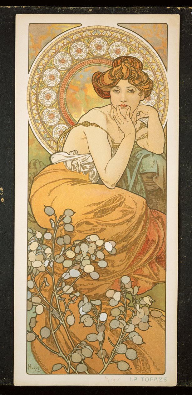 宝石：黄玉，1900年 作者 阿方斯·慕夏