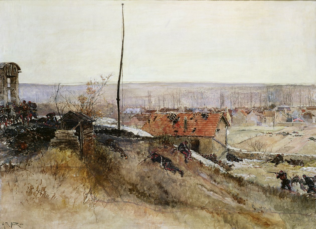 1881年12月2日，1881年，在Champigny采石场袭击石灰窑 作者 阿方斯·玛丽·德·诺伊维尔