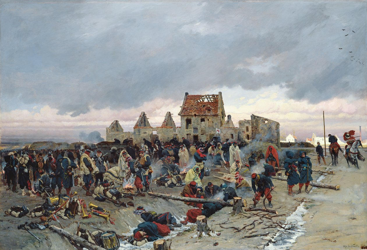 1872年12月21日，1872年战役后，露营地在Le Bourget 作者 阿方斯·玛丽·德·诺伊维尔