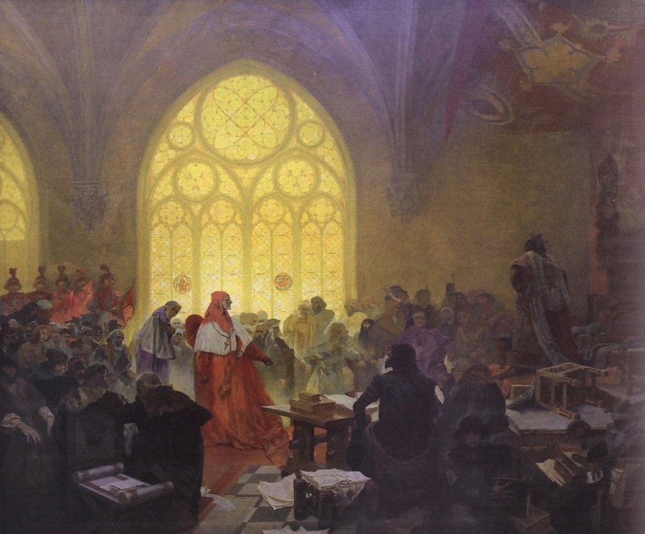 Jiri z Podebrad：kral obojiho lidunEnglish：Podebrady和Kunstat的Hussite King Jiri：条约将被观察 作者 阿方斯·慕夏