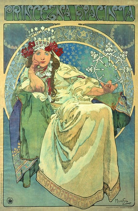 Prinzessin HyazinthenEnglish：风信子公主，Alphonse Mucha的彩色石版画，1911n 作者 阿方斯·慕夏