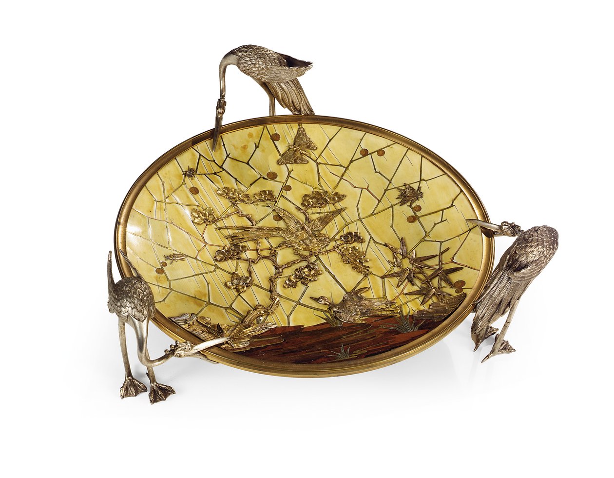 杯（塔扎），费迪南德·杜维纳奇（Ferdinand Duvinage）的镶嵌作品，在19世纪下半叶（镀银和镀金青铜，象牙和木材）（另请参见476612） 作者 阿方斯·古斯塔夫·吉鲁