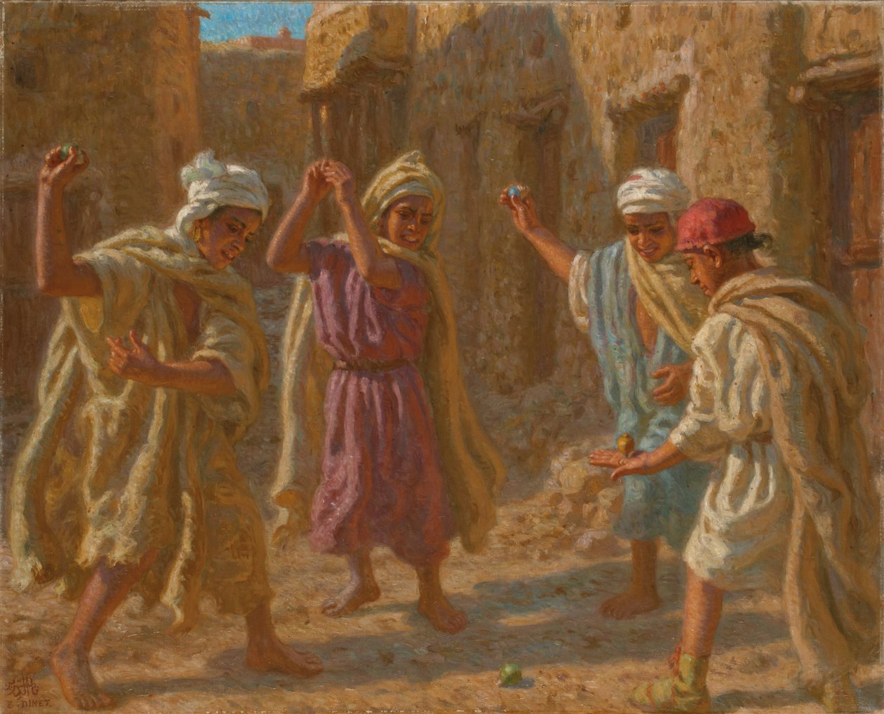 陀螺游戏；旋转陀螺，约1924年（布面油画） 作者 阿方斯·艾蒂安·迪内