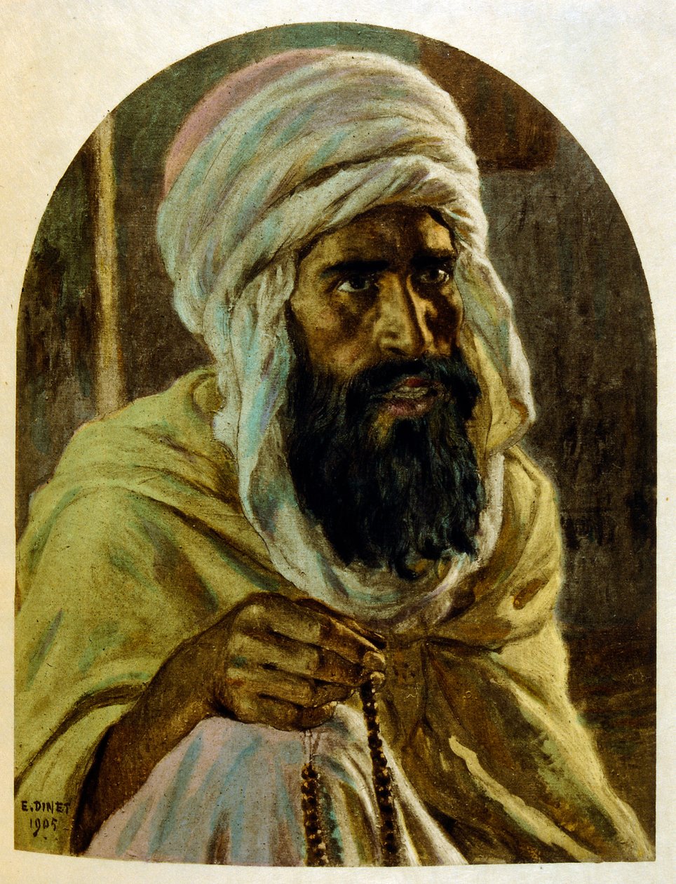 Dinet 绘制的插图，选自《海市蜃楼》中的阿拉伯生活场景。1906.Mirages, Scenes De La Vie Arab》由艾蒂安-迪内绘制插图，西尔曼-本-易卜拉欣-巴梅尔撰写评论。纳斯雷丁-迪内出生时的名字是阿尔方斯-艾蒂安-迪内（1861-1929 年），是一位法国作家。 作者 阿方斯·艾蒂安·迪内