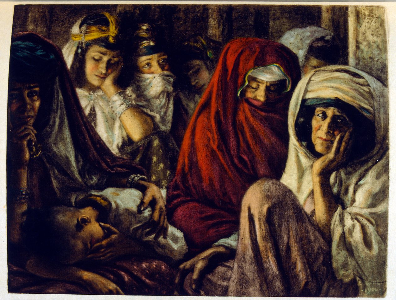 Dinet 绘制的插图，选自《海市蜃楼》中的阿拉伯生活场景。1906.Mirages, Scenes De La Vie Arab》由艾蒂安-迪内绘制插图，西尔曼-本-易卜拉欣-巴梅尔撰写评论。纳斯雷丁-迪内出生时的名字是阿尔方斯-艾蒂安-迪内（1861-1929 年），是一位法国作家。 作者 阿方斯·艾蒂安·迪内