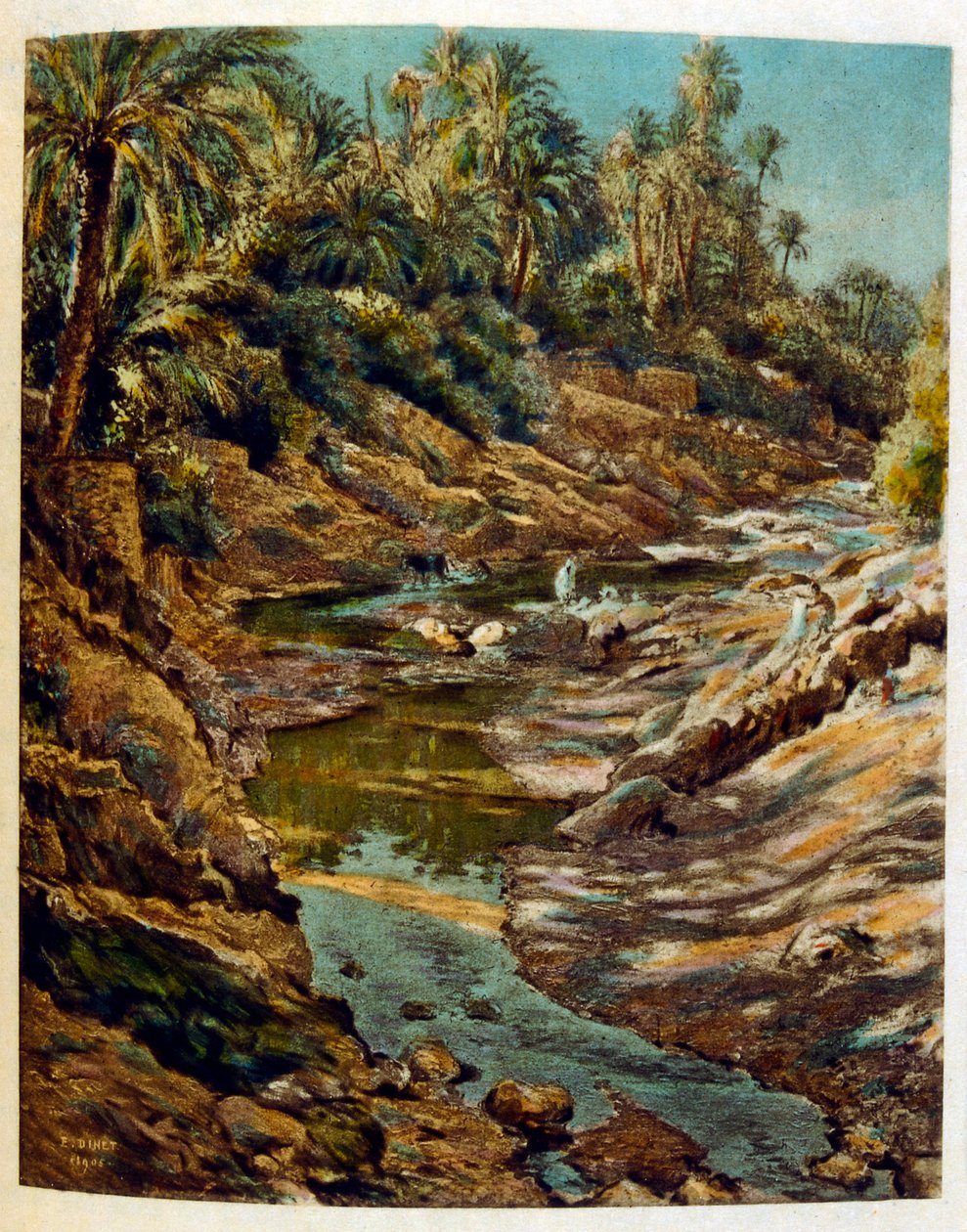 Dinet 绘制的插图，选自《海市蜃楼》中的阿拉伯生活场景。1906.Mirages, Scenes De La Vie Arab》由艾蒂安-迪内绘制插图，西尔曼-本-易卜拉欣-巴梅尔撰写评论。纳斯雷丁-迪内出生时的名字是阿尔方斯-艾蒂安-迪内（1861-1929 年），是一位法国作家。 作者 阿方斯·艾蒂安·迪内
